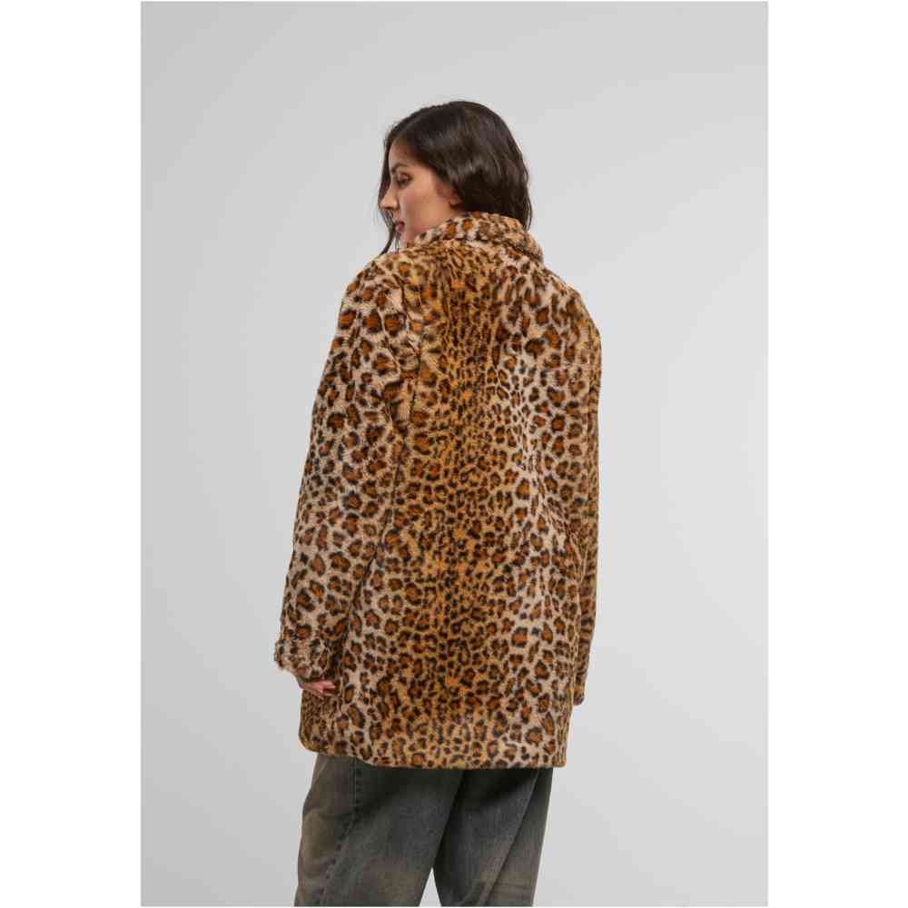 Urban Classics - Oversized Faux Fur Leo Coat - Brown